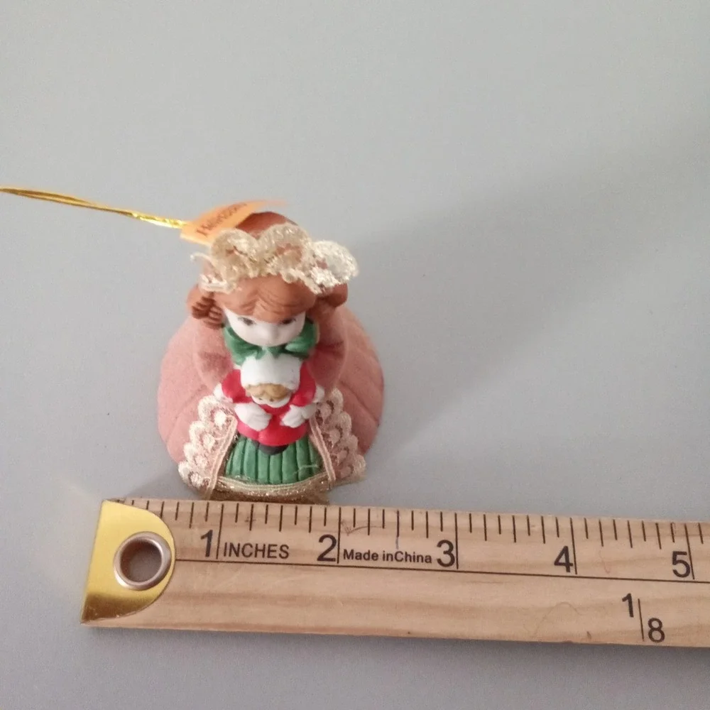Vintage Jasco Lil Chimers Heirloom Doll Porcelain Bell Ornament Pink Girl Doll
